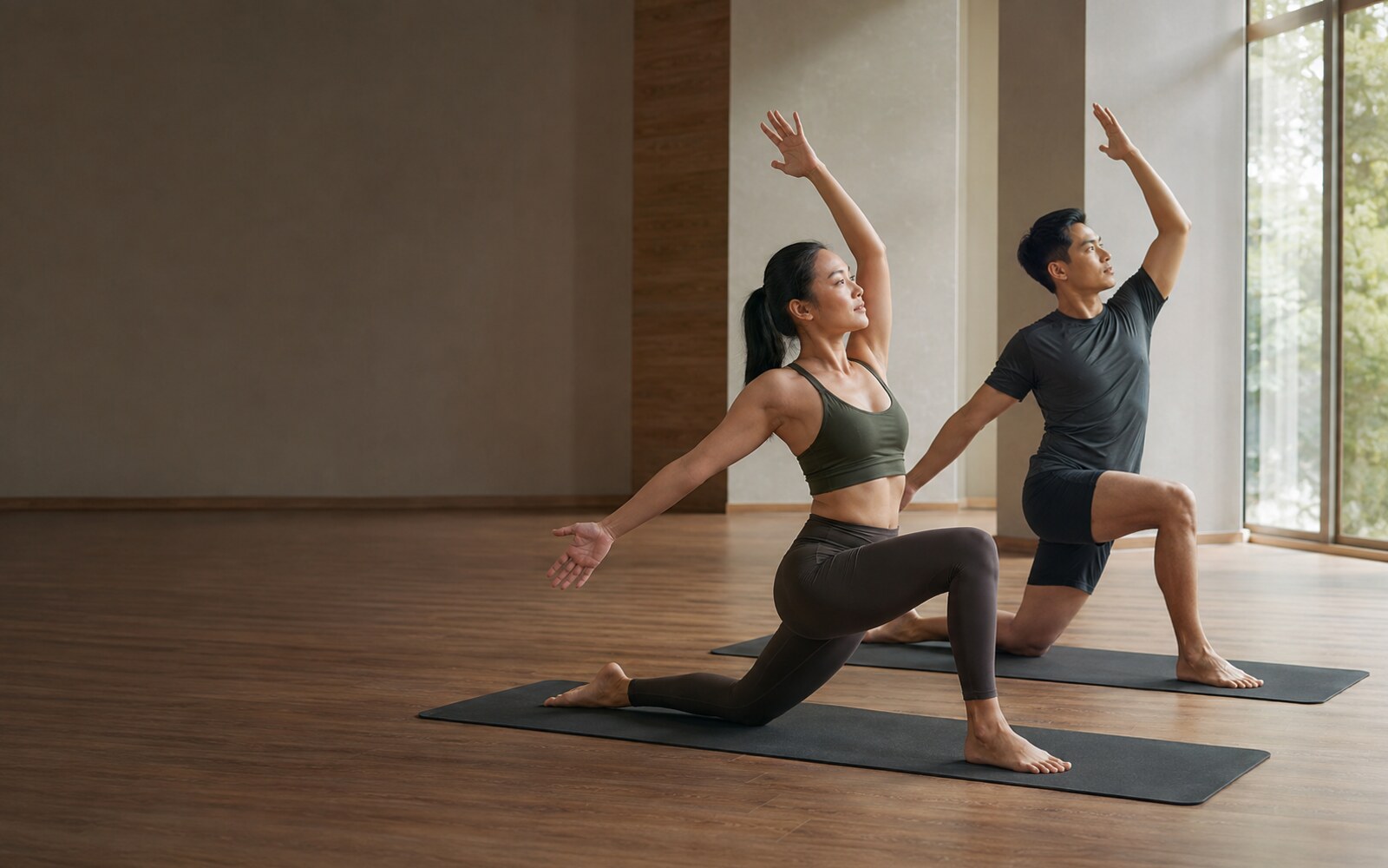 Legging, tee, dan matras untuk yoga, pilates, serta mobility flow.